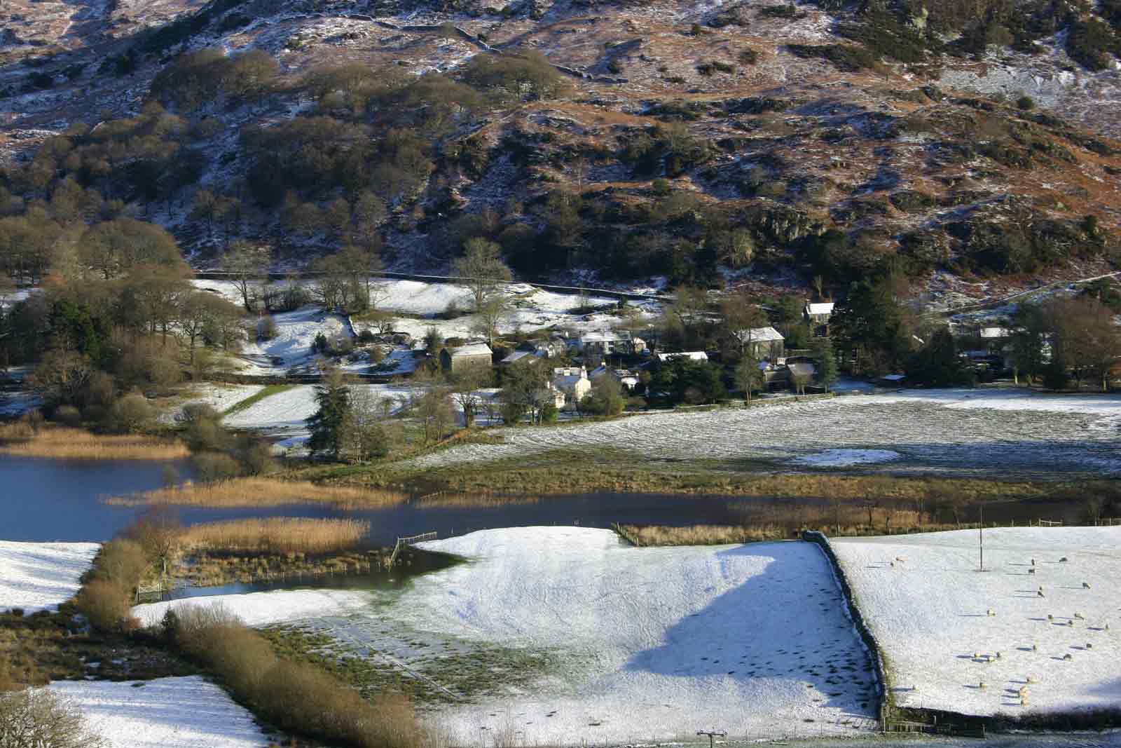 View of village in winter